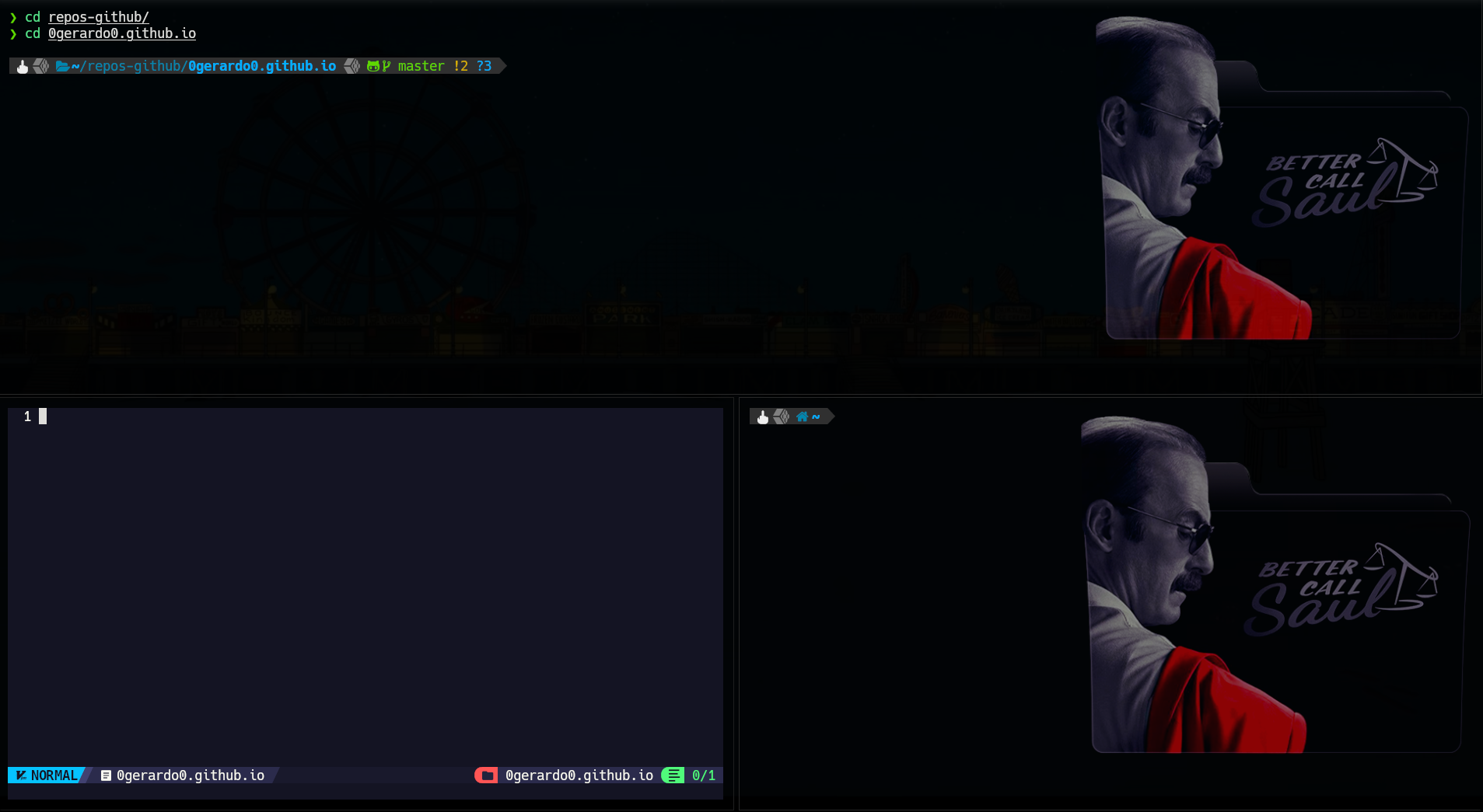 Vista de layouts de terminal Kitty