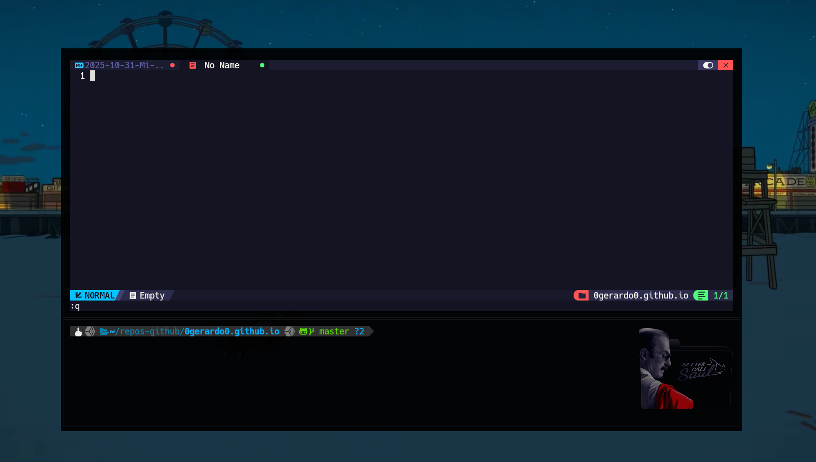 Vista de ventana de terminal kitty